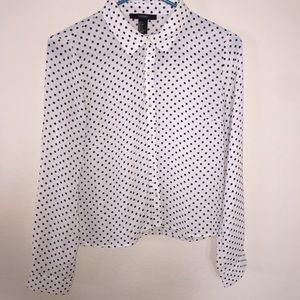 black and white polka dot blouse